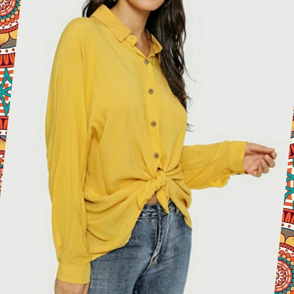 High Low Split Back Button Tie Up Tunic - Picture 7 of 7